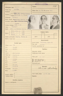 Steiner, Malvina, 9.6.1870. Policijski karton