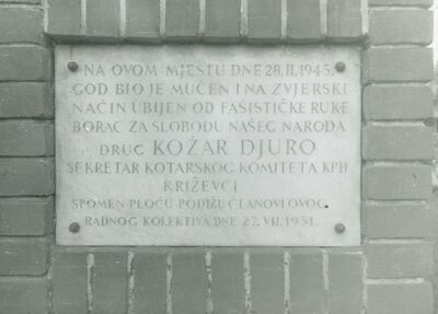 Vrbovec - Spomenik NOB - e, ploča s natpisom