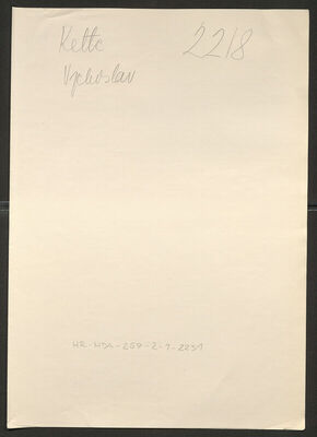 Kette, Vjekoslav, 5.6.1913. Policijski karton