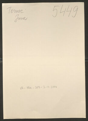 Tomac, Juro. Policijski karton