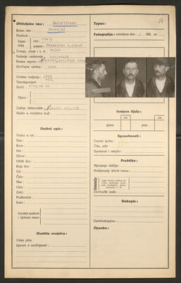 Subotičanec, Gabrijel, 1888. Policijski karton