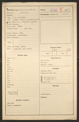 Salihodžić, Safet, 1906. Policijski karton