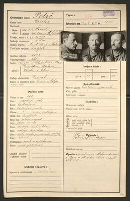 Potrč, Vinko, 1893. Policijski karton