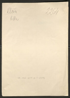 Klein, Hilda, 1899. Policijski karton