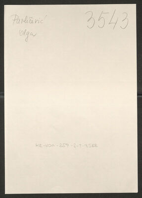 Pavličević, Olga, 24.7.1902. Policijski karton