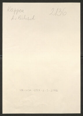 Kappen, Richard, 1912. Policijski karton