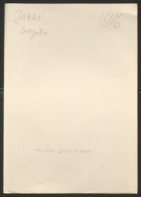 Jaklić, Dragutin, 1912. Policijski karton