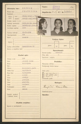 Rupčić, Franciska, 23.6.1910. Policijski karton