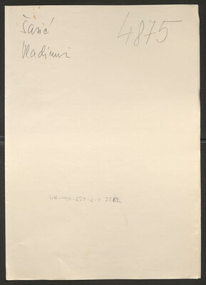 Šarić, Vladimir, 16.8.1910. Policijski karton