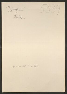 Tanević, Ćira, ožujak 1907. Policijski karton