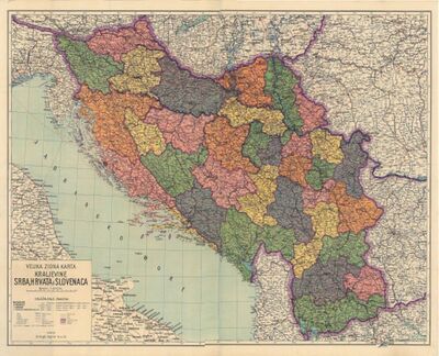 Velika zidna karta Kraljevine Srba, Hrvata i Slovenaca.