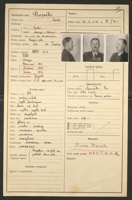 Strepački, Marko, 20.4.1897. Policijski karton