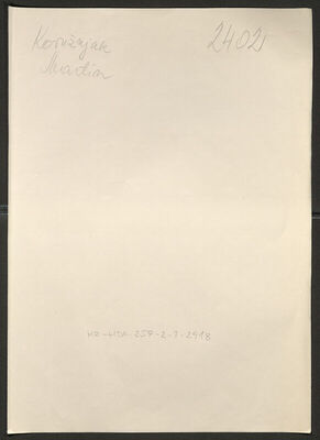 Koružnjak, Martin, 22.5.1921. Policijski karton