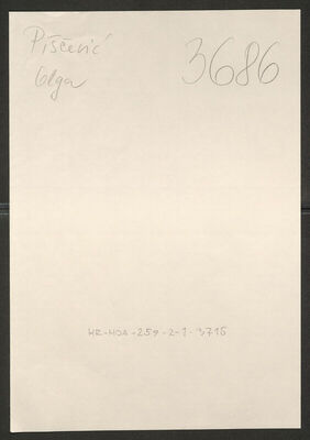 Piščević, Olga, 14.6.1922. Policijski karton