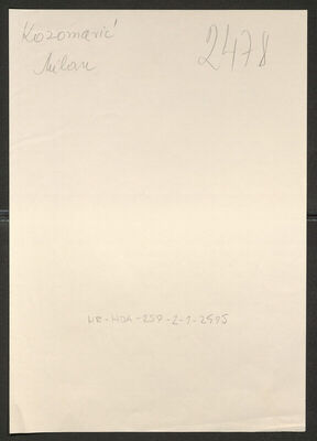 Kozomarić, Milan, 1889. Policijski karton