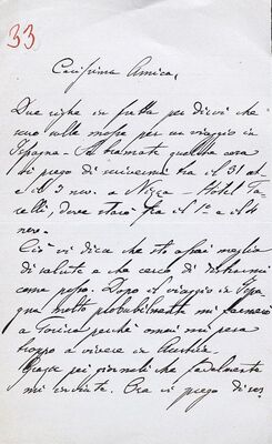 Br. 33 – Cara Amica! = Draga prijateljice!, pismo