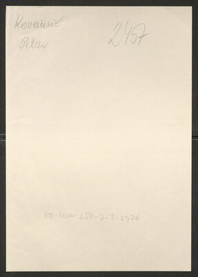 Kovačević, Petar, 1.2.1924. Policijski karton