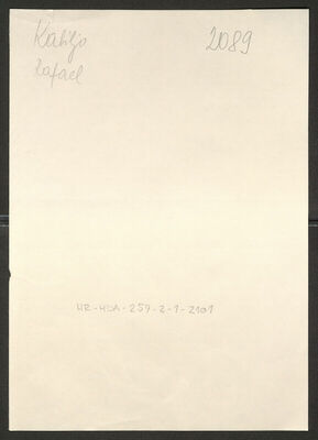 Kabiljo, Rafael, 12.5.1899. Policijski karton