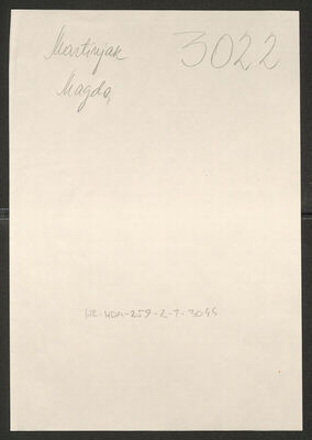 Martinjak, Magda, 1907. Policijski karton