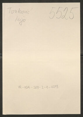 Tonković, Mijo, 16.10.1920. Policijski karton