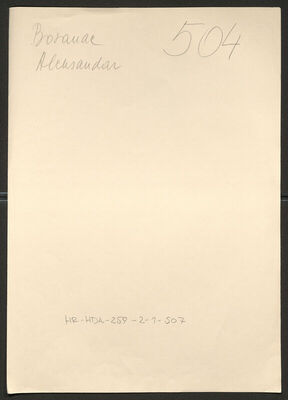 Bosanac, Aleksandar, 1887. Policijski karton