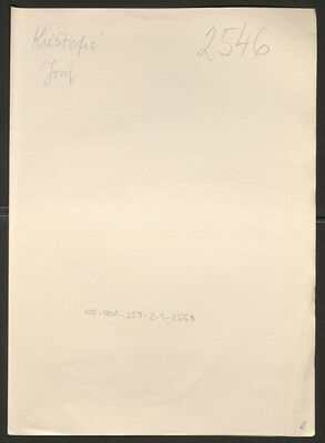 Krištofić, Josip, 13.3.1913. Policijski karton