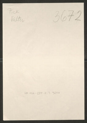 Pick, Valter, 21.2.1909. Policijski karton