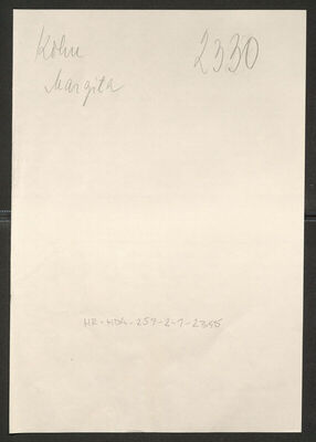 Kohn, Margita, 1.6.1899. Policijski karton