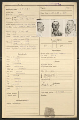 Smolčić, Jure, 18.12.1901. Policijski karton