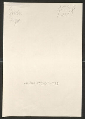 Graber, Hugo, 20.4.1893. Policijski karton