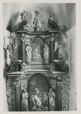 Lepoglava - Župna crkva, oltar u kapeli, gornja zona s atikom