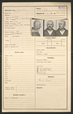 Spajić, Rade, 1905. Policijski karton