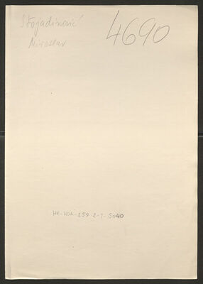 Stojadinović, Miroslav, 13.9.1920. Policijski karton