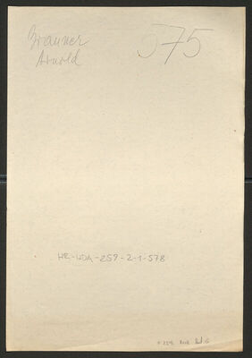 Brauner, Arnold, 10.8.1878. Policijski karton