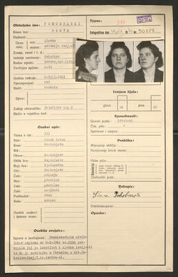Pohobracki, Slava, 3.8.1921. Policijski karton