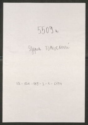 Tomljenović, Stjepan, 7.6.1899. Policijski karton