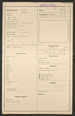 Steiner, Sigmund, 20.10.1908. Policijski karton