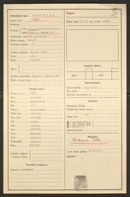 Rukavina, Kata, 12.2.1914. Policijski karton