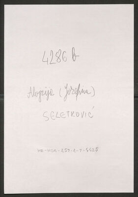 Seletković, Alojzija-Jozefina rođ. Sedin. Policijski karton