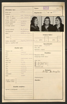 Pokupčić, Ana, 28.6.1894. Policijski karton