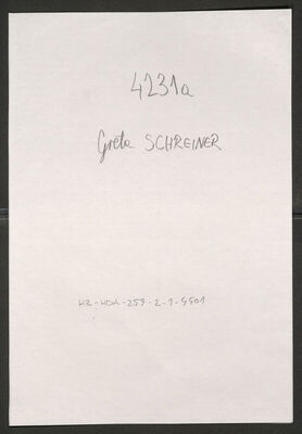 Schreiner, Greta, 19.6.1899. Policijski karton