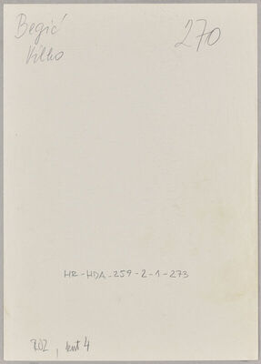 Begić, Vilko, 20.1.1874. Policijski karton