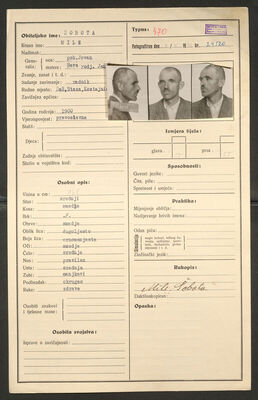 Šobota, Mile, 1900. Policijski karton