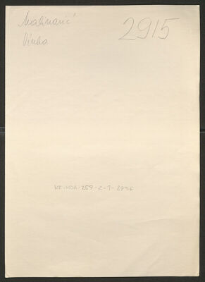 Malinarić, Vinko, 22.11.1922. Policijski karton