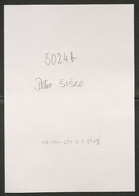 Šiško, Petar. Policijski karton