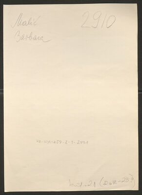 Malić, Barbara, 13.10.1899. Policijski karton