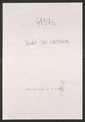 Salzberger, Izidor, 1.2.1873. Policijski karton