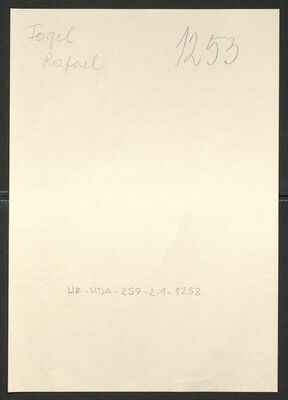 Fogel, Rafael, 1913. Policijski karton