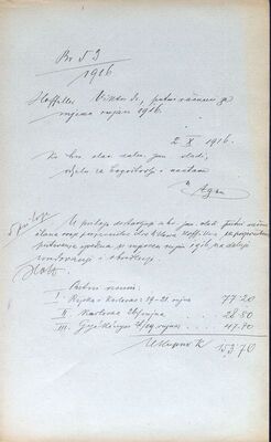 dr. Viktor Hoffiller, putni računi za mjesec rujan 1916. godine