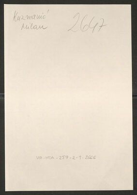 Kuzmanić, Milan, 3.8.1891. Policijski karton